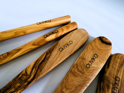 Handmade Olive Wood Utensils Set - 2 Spatulas & 3 Spoons - oliviko