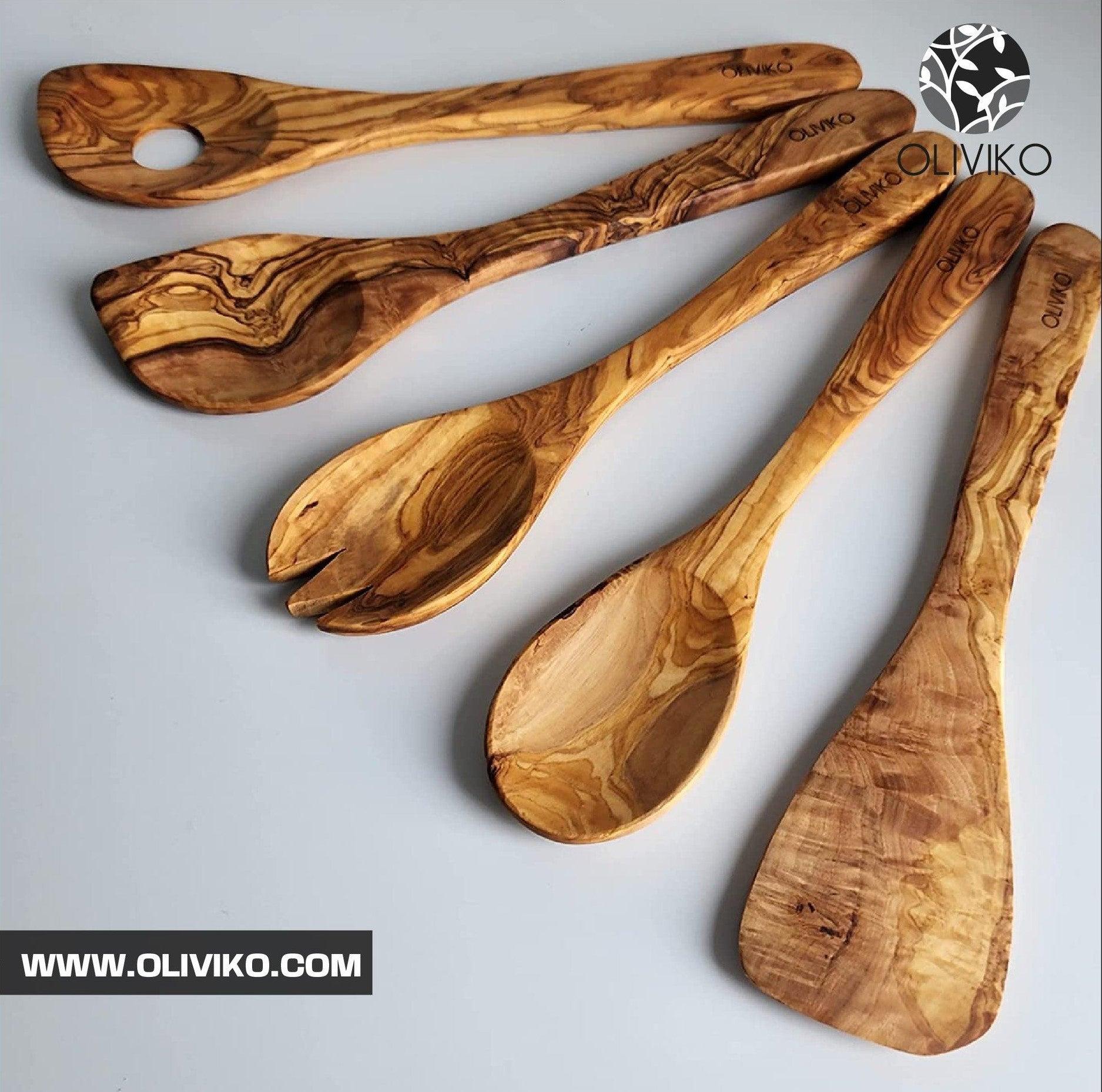 Handmade olive wood utensils Olive wood kitchen utensils set Eco-friendly cooking utensils Premium quality olive wood Handcrafted kitchen tools