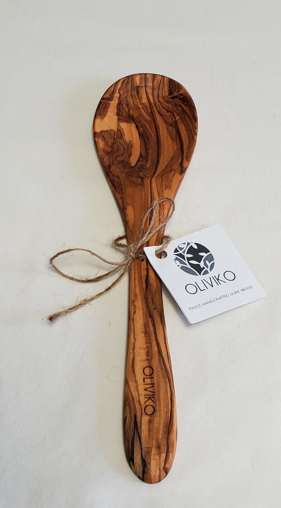 Handmade Olive Wood Utensils Salad Servers 9.5 inch - oliviko