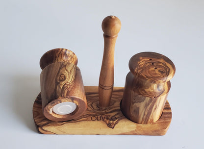 Handmade Olive Wood Salt and Pepper shaker - oliviko