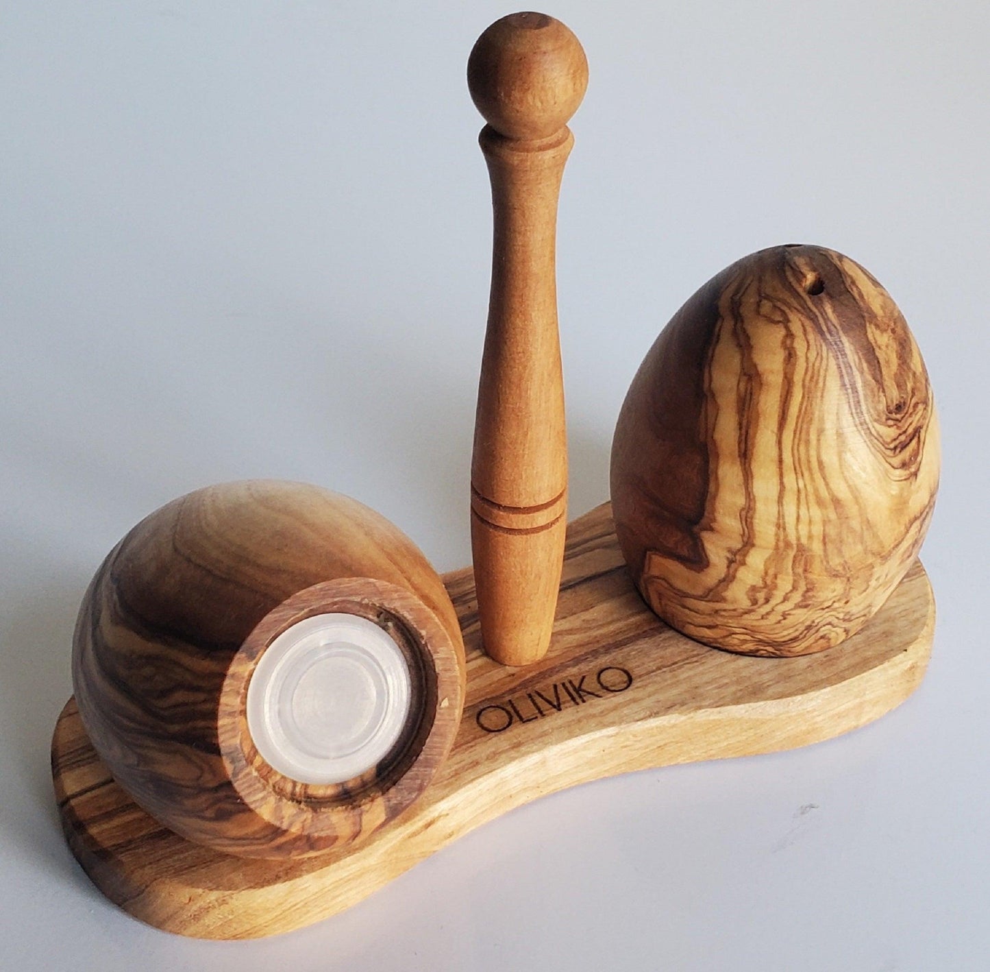 Handmade Olive Wood Egg Salt and Pepper shaker - oliviko