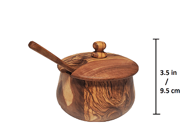 OLIVIKO 100% olive wood Sugar box, Spices box, wooden box with spoon, sugar bowl with lid - oliviko