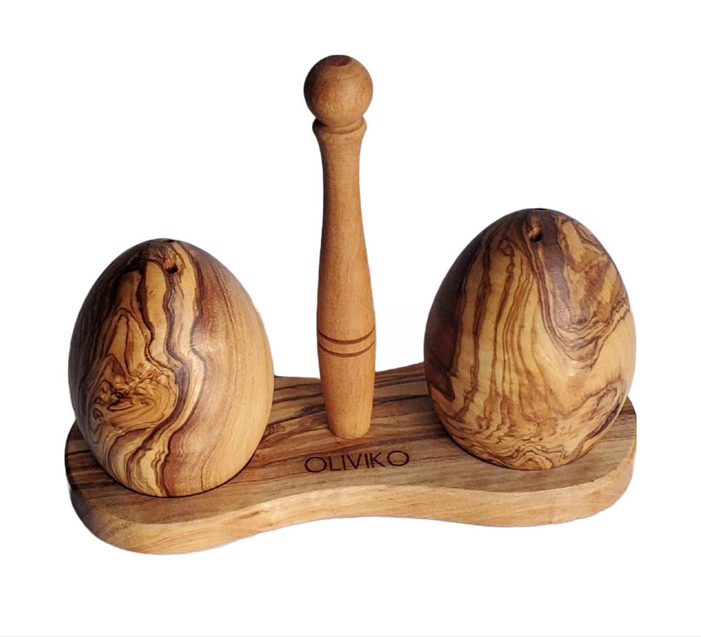 Handmade Olive Wood Egg Salt and Pepper shaker - oliviko